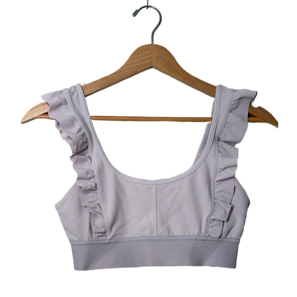 FP Free People Movement Ruffle Me Up Bra Color: Lavender size Small